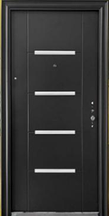 Steel Security Door S4017 - Black - 38 x 82 - Left Hand