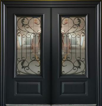 Steel Security Door S3012 - Black - 60 x 82 - Right Hand
